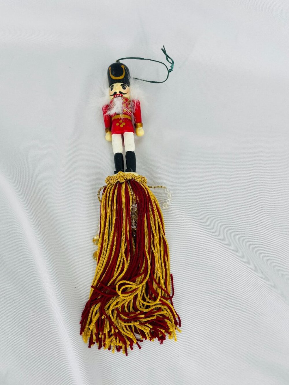 Nutcracker Christmas Ornament Tassel Red Gold